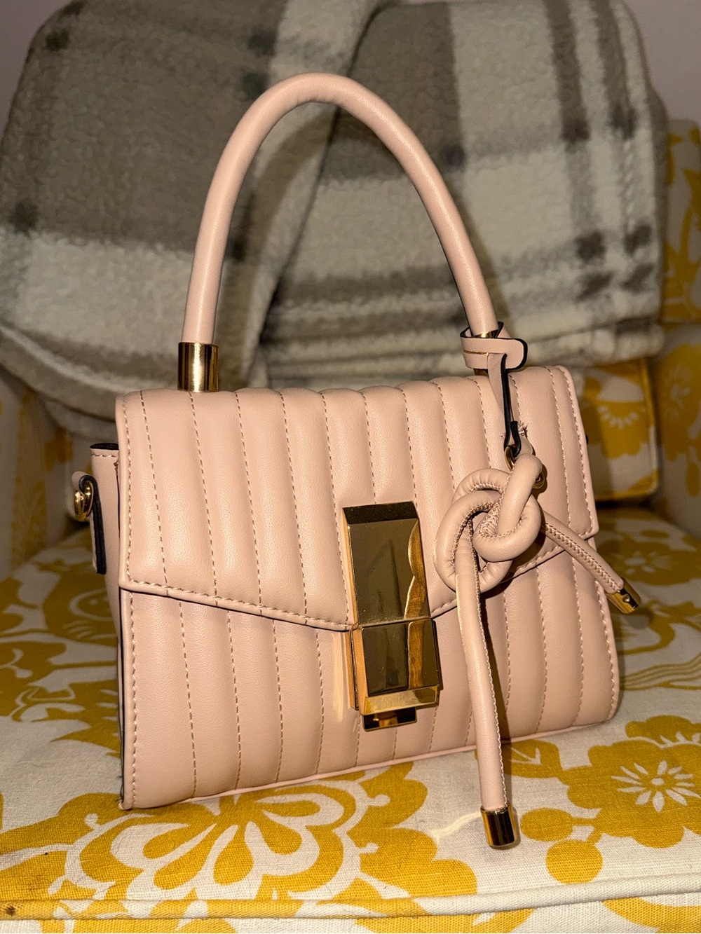 Pink Quilted Top-Handle Satchel Handbag